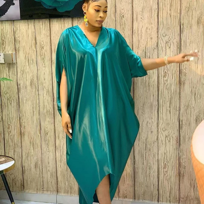 

Summer Deep V Neck Kaftan Women Casual Irregular Hem Solid Color Dresses 2022 Fashion European and American Style Loose Dress