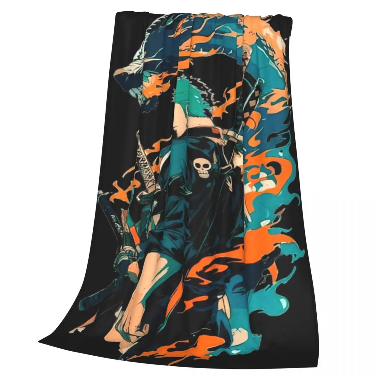 Plush Flannel Blanket Zoro With Dragon Warm and Snuggly Fleece Throw for Couch Bed Camping Adventures Any Time of Year