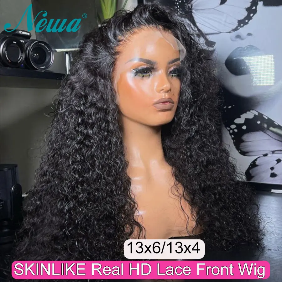 Парик Newa Hair 13x6 HD со шнуровкой спереди 250 плотность вьющиеся кружевные передние