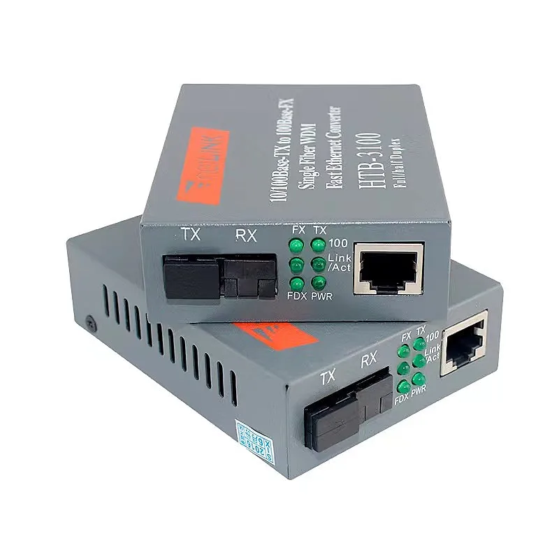 HTB-3100AB-25KM SC 10/100M Fiber Optic Transceiver 100M Single Mode Single Fiber Photoelectric Converter AB Terminal