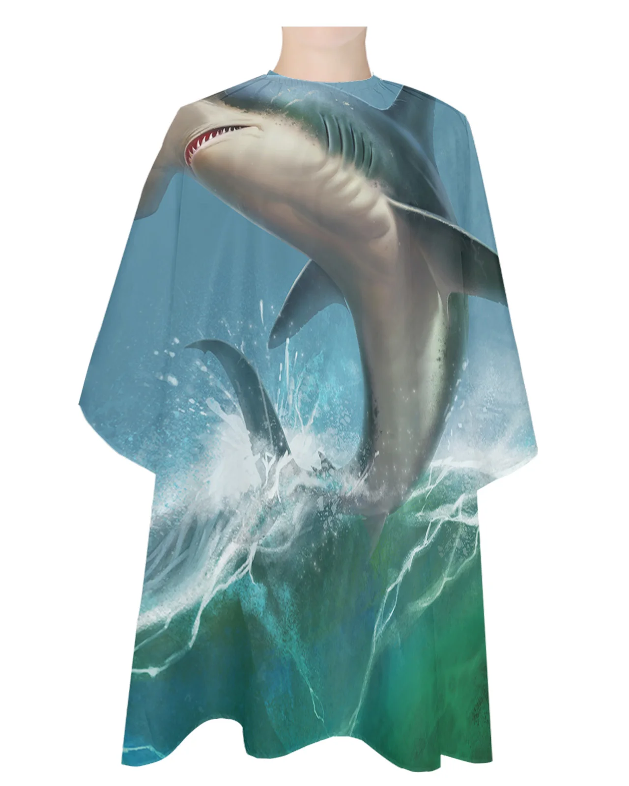 

Водонепроницаемый парикмахерский фартук «Акула» с распылителем океанских волн