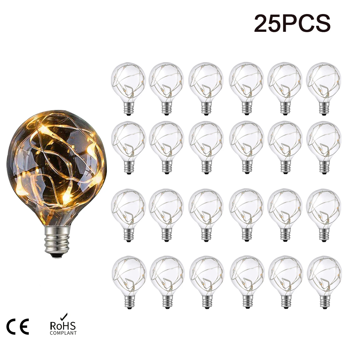 Globe LED G40 1W Copper Wire bulb Waterproof E12 DC3V Warm White 2700K Shatterproof LED Bulb for String Light Home Party Decor