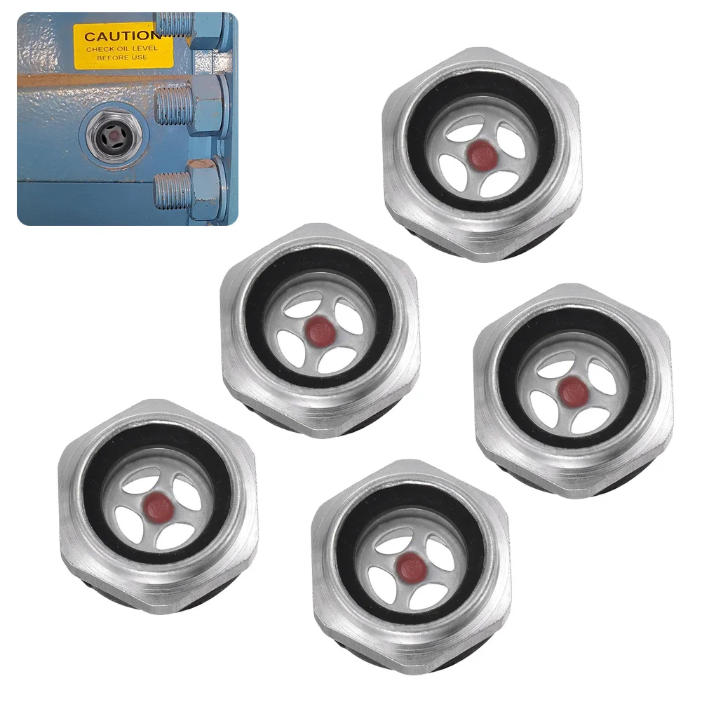 

5Pcs 1/2" Male Thread Aluminum Air Compressor Oil Level Gauge Sight Glass External Thread With O-ring For CNC Hydraulic Press