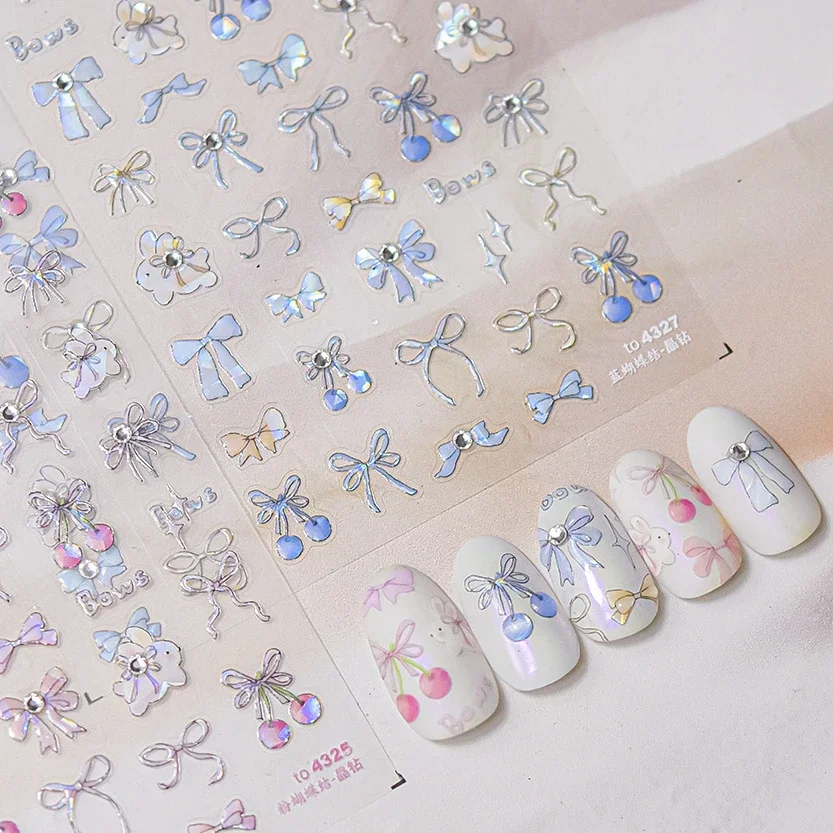 Цветной вишневый кролик со стразами и бантом в виде сердца клубничная лента