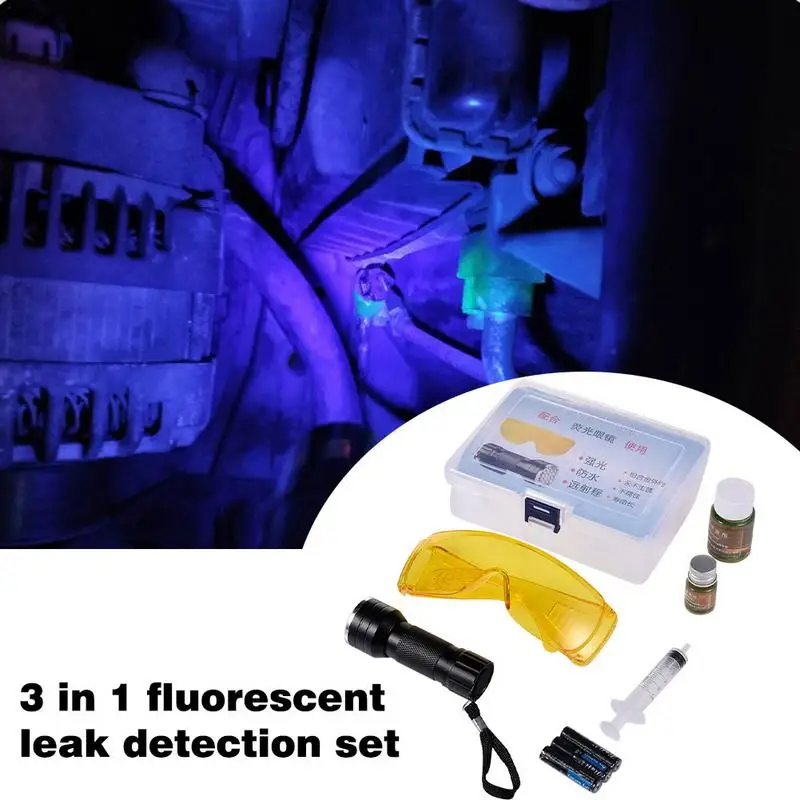 Automobile Fluorescent Leak Detection Tool Auto Air Conditioning Repair Tool R134a Refrigerant Gas A/C Leak Test Detector UV Dye