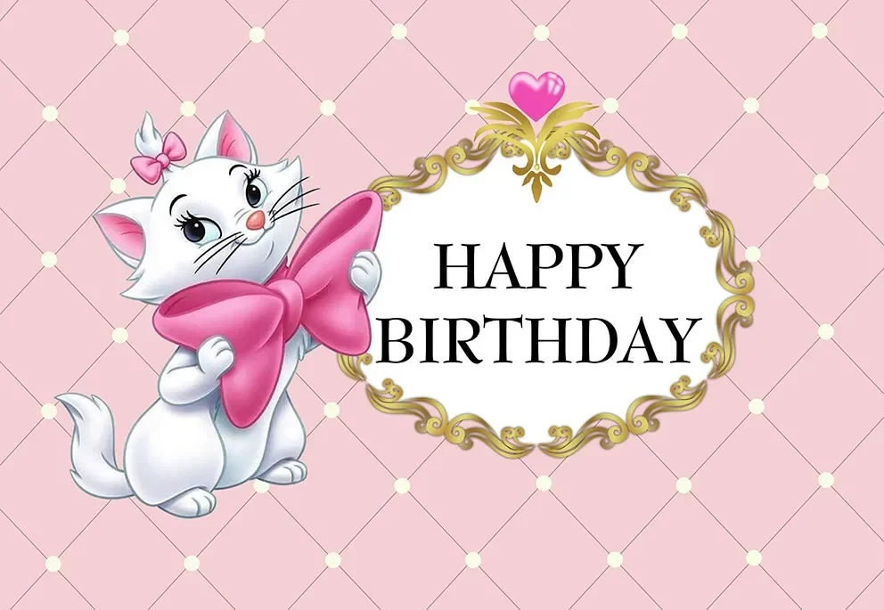 Милый Виниловый фон для детской фотосъемки с изображением кота Мари и цветов