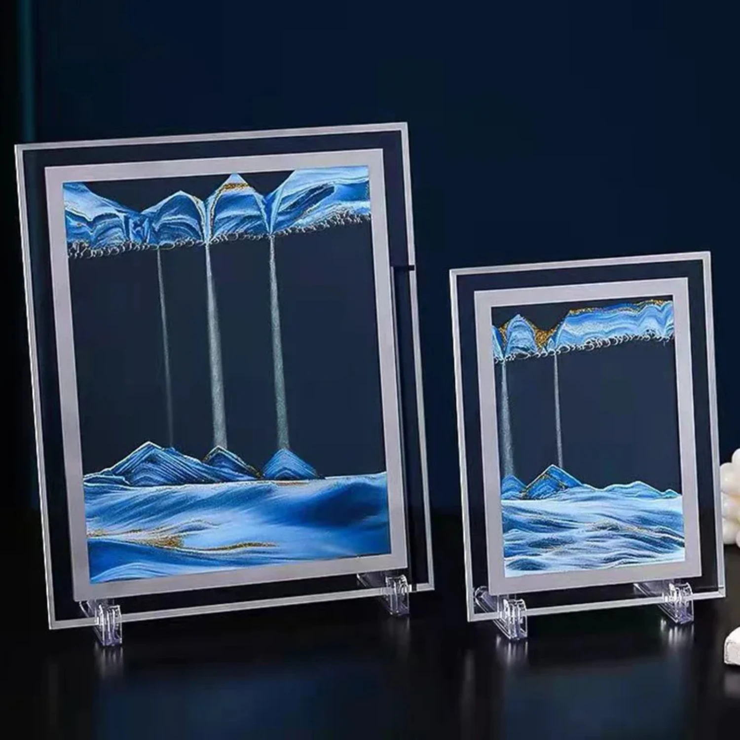 Художественная картина с движущимся песком 3D песочные часы глубоководный пейзаж