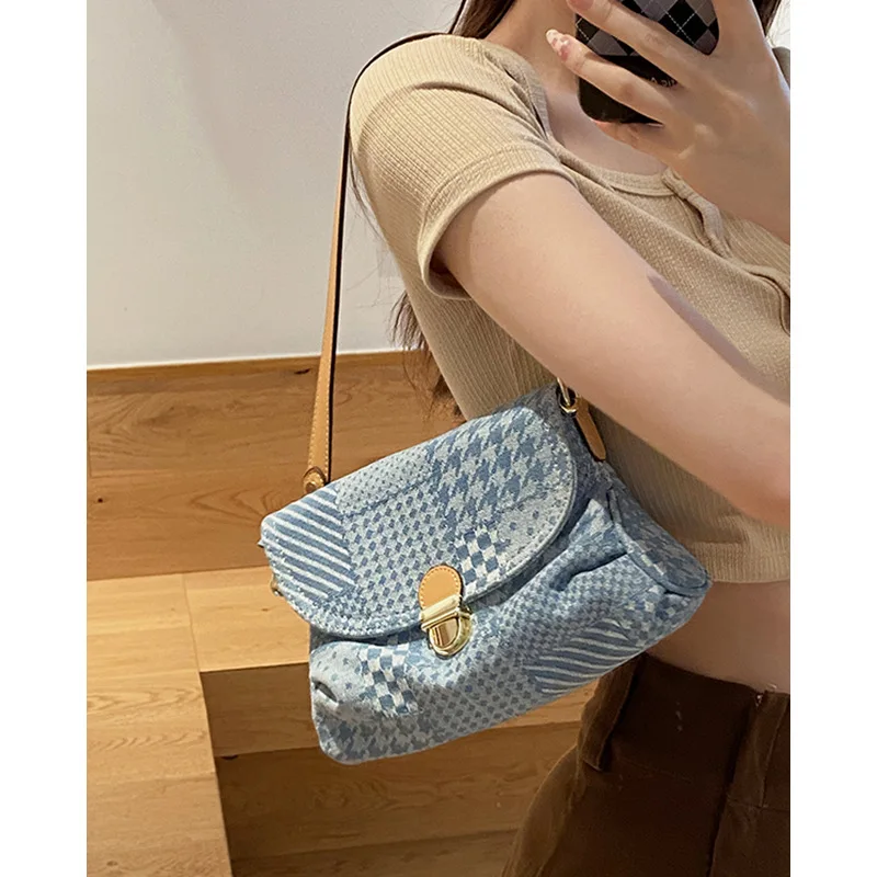 

Cowboy Women's Canvas Bag High Fashion Printed Armpit Shoulder Small Square Bag Texture Luxury Designer Handbags High-capacity