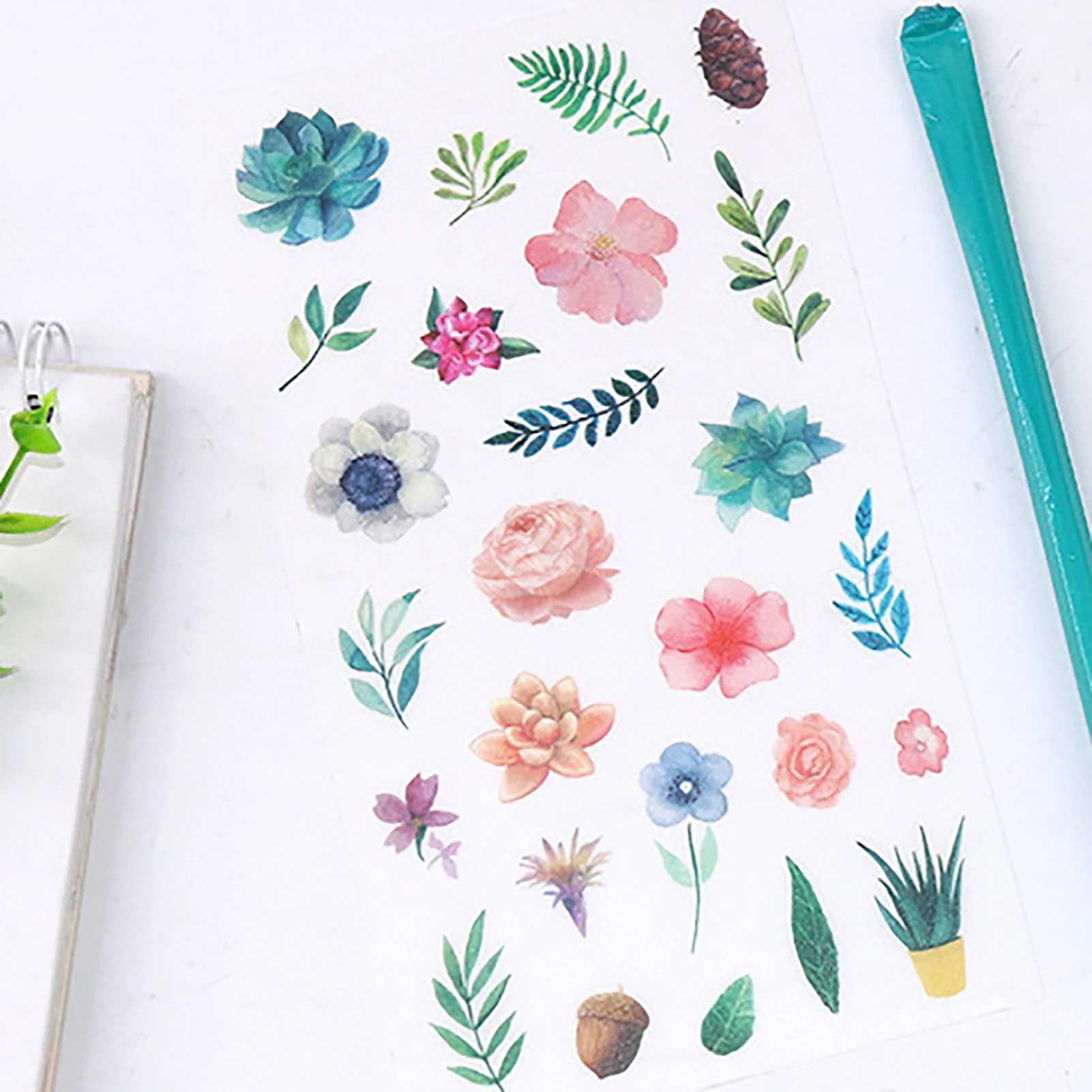 

Colorful Small Flower Sticker Unique DIY Journal Scrapbook Stickers Floral Decorative Stickers Retro Natural Stickers For