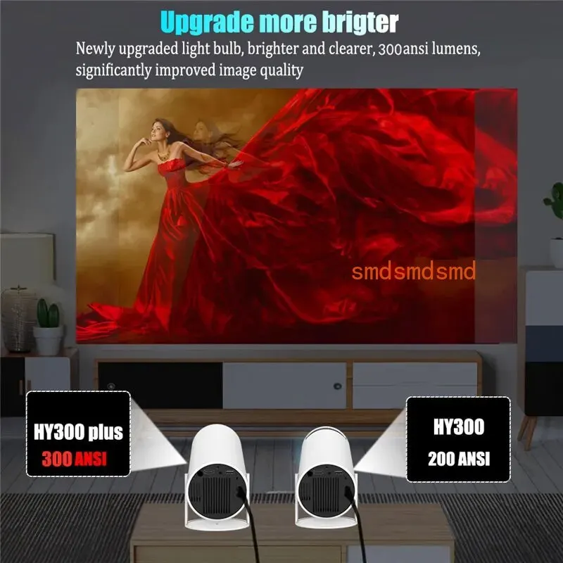 Фото Портативный HD-проектор DITONG HY300 Plus 4K 1280x720P с Android, Wi-Fi, LED-подсветкой для домашнего кинотеатра, видео, игр и просмотра фильмов №3
