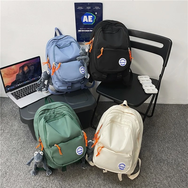 

Japanese Fashion Women Backpack Trend Solid Color School Bag For Girls Large Capacity Travel Bags Waterproof Student Bookbags