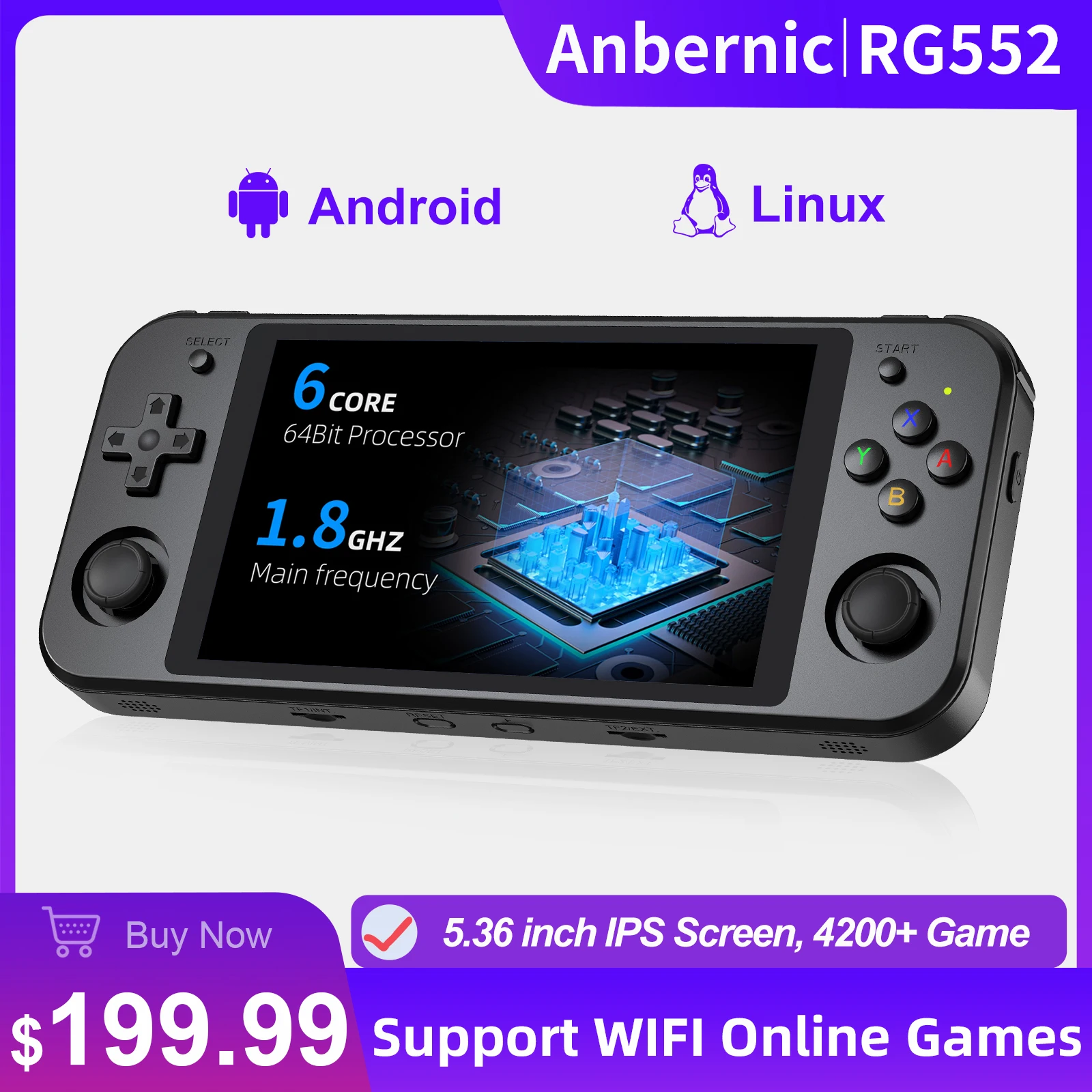 Cena ANBERNIC RG552 Dual System Przenośna Konsola 4200 Gry Retro 5.36