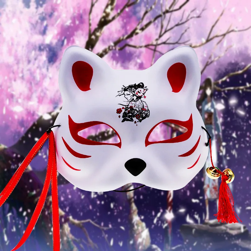 Аниме Косплэй лиса маска Японский кот кицунэ демон Убийца Маска для лица Уход за