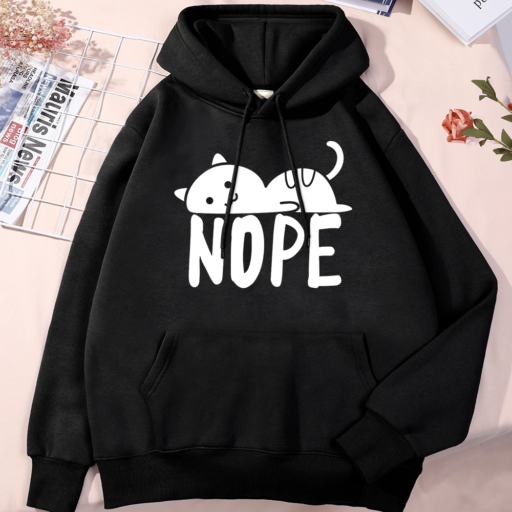 

Kitten Nopeprinting Men Hoodies Casual Full Sleeve Sweatershirts Kpop Pocket Streetwear Personality Shoulder Drop Men Pullovers