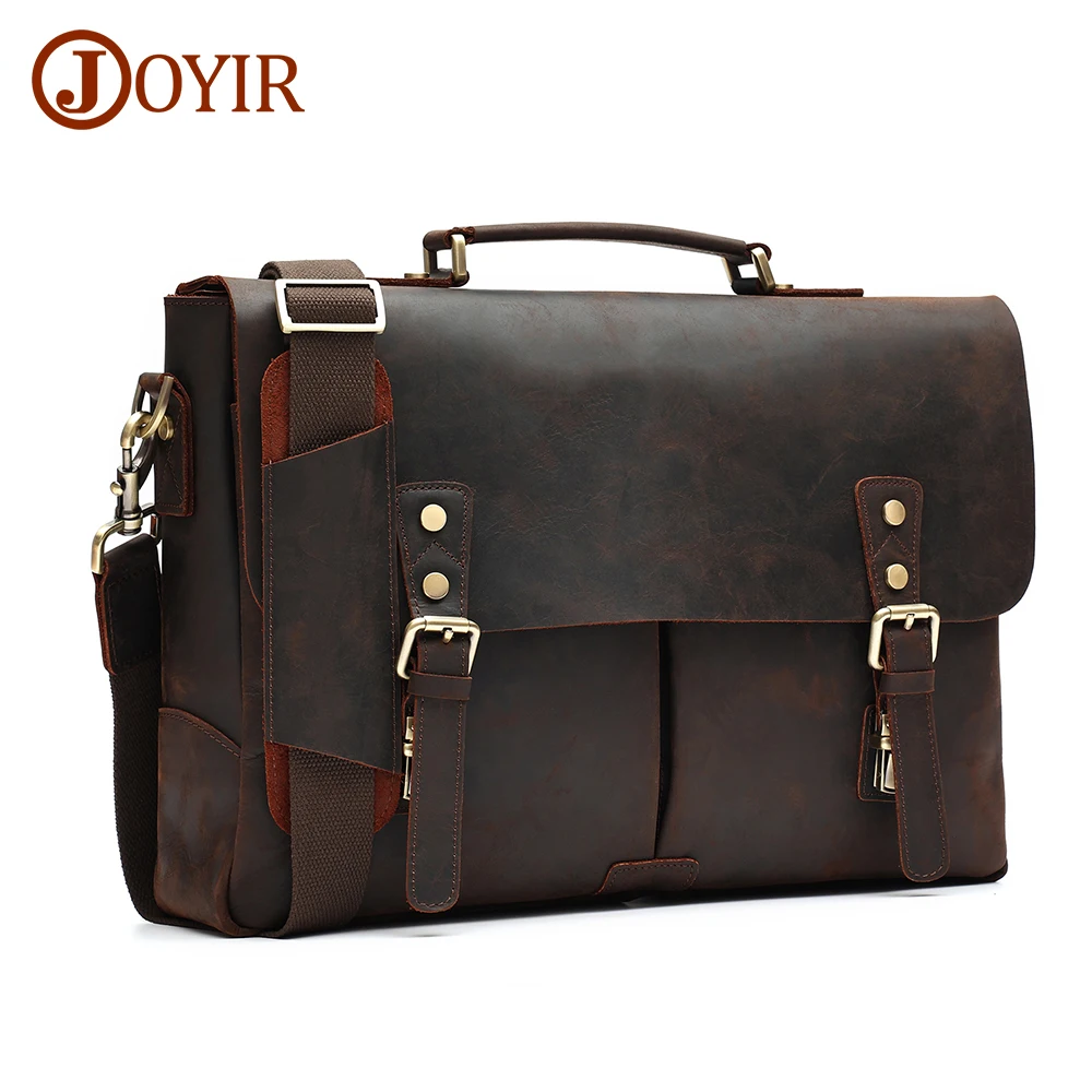 

JOYIR Genuine Leather Men Briefcase Office Bags for 15.6inch Laptop Business Messenger Shoulder Bag Document Handbag Totes Male