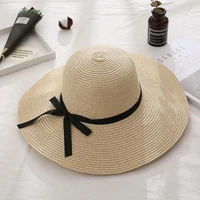 new sun hat ladies summer beach big brimmed straw hat seaside vacation sunshade sunscreen foldable bow dome straw hat ladies hat
