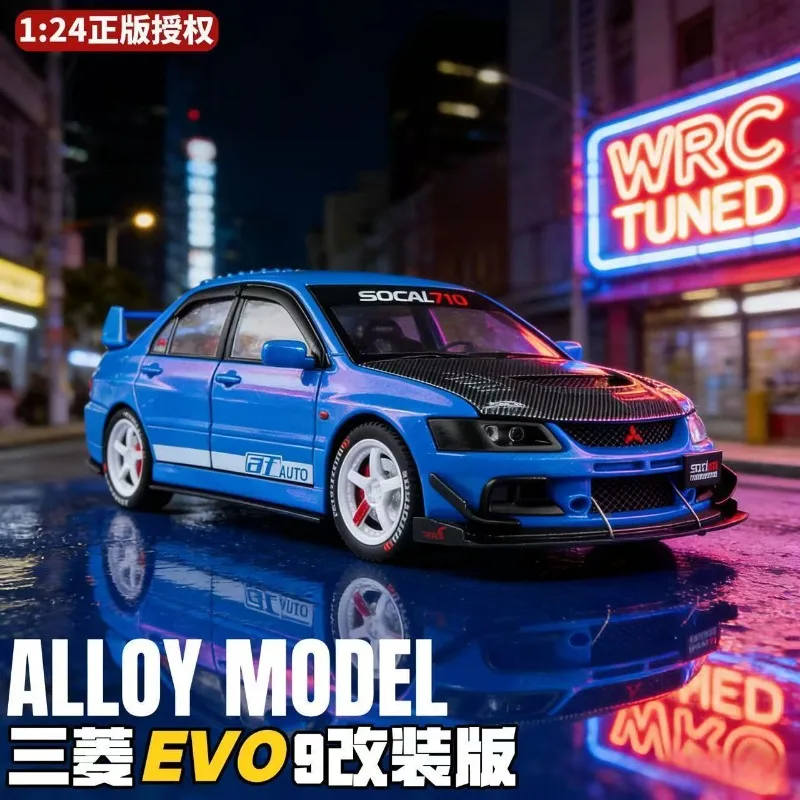 Фото Модель автомобиля Mitsubishi EVO 9 (1:24) из сплава, с открывающимися капотом и багажником, имитацией интерьера, функцией отката колес, для демонстрации, подарок №2