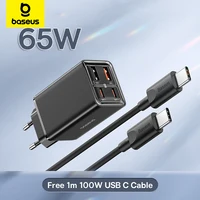 Baseus 65 Вт USB C Зарядное устройство GaN Поддержка зарядки QC PD Портативное быстрое зарядное устройство для iPhone 17 16 15 Зарядное устройство для ноутбука