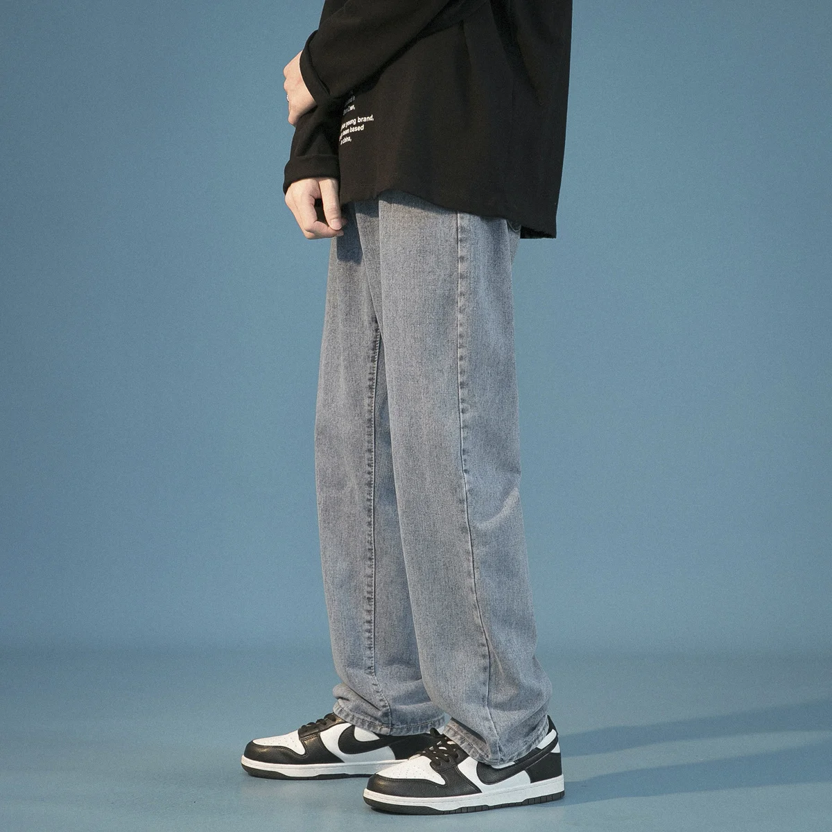 

Мужские джинсы, модные новые свободные прямые джинсовые брюки, мужские повседневные мешковатые джинсовые брюки, мужские и женские брюки, бр...