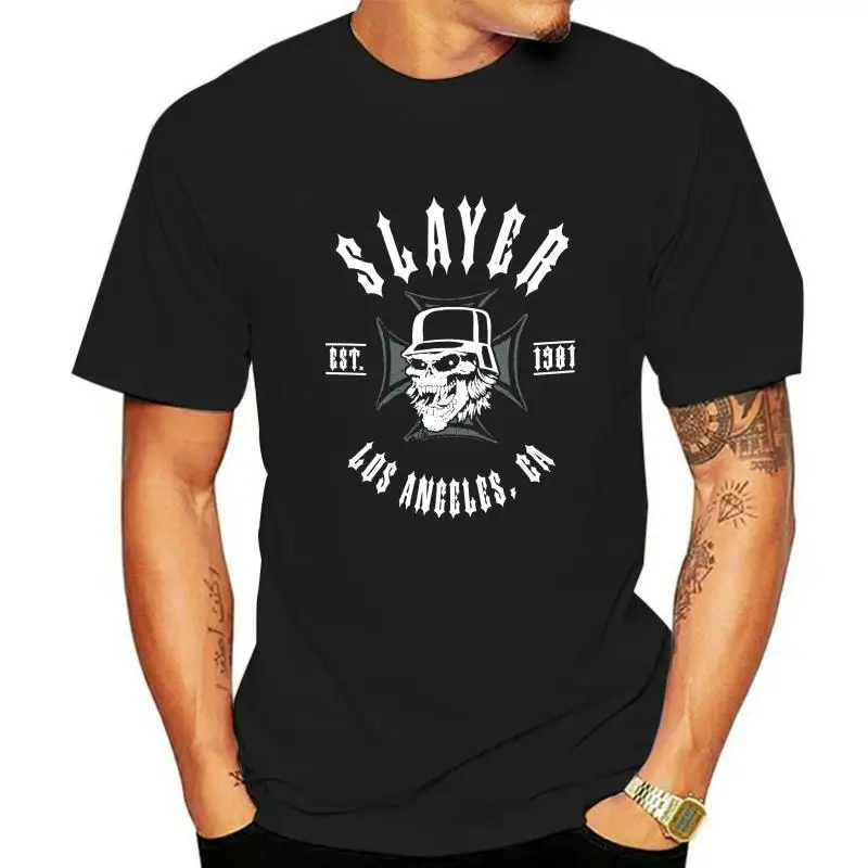 

Slayer Cross '81 Est. 1981 Skull Black T Shirt New Official Band Merch Print Short Sleeve T shirt