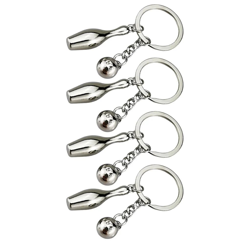 4Pcs Hanging Ornament Sports Themed Keychain Exquisite Bowling Pendant for Decor Keys Gift Bag