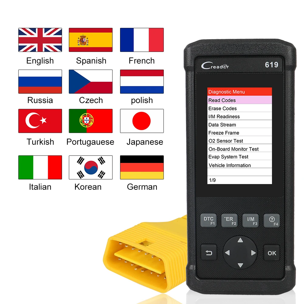 

CR619 Scanner Car OBD2 Diagnostic Tools Ignition DTC Test ABS SRS Airbag Tester Code Reader Automotive Accessories Universal