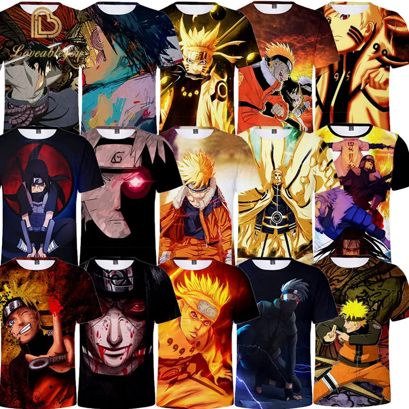 

Anime Naruto Men Crew Neck Tops Fashion Tshirt Anime Sasuke Uchiha Men Unisex Summer T-shirt Casual Loose Style Tops Bigger Size