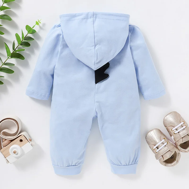 Newborn Rompers Infant Cute Baby Clothes Spring and Autumn Baby Dinosaur Hooded Cotton Jumpsuit Long Sleeve Baby Onesie images - 6