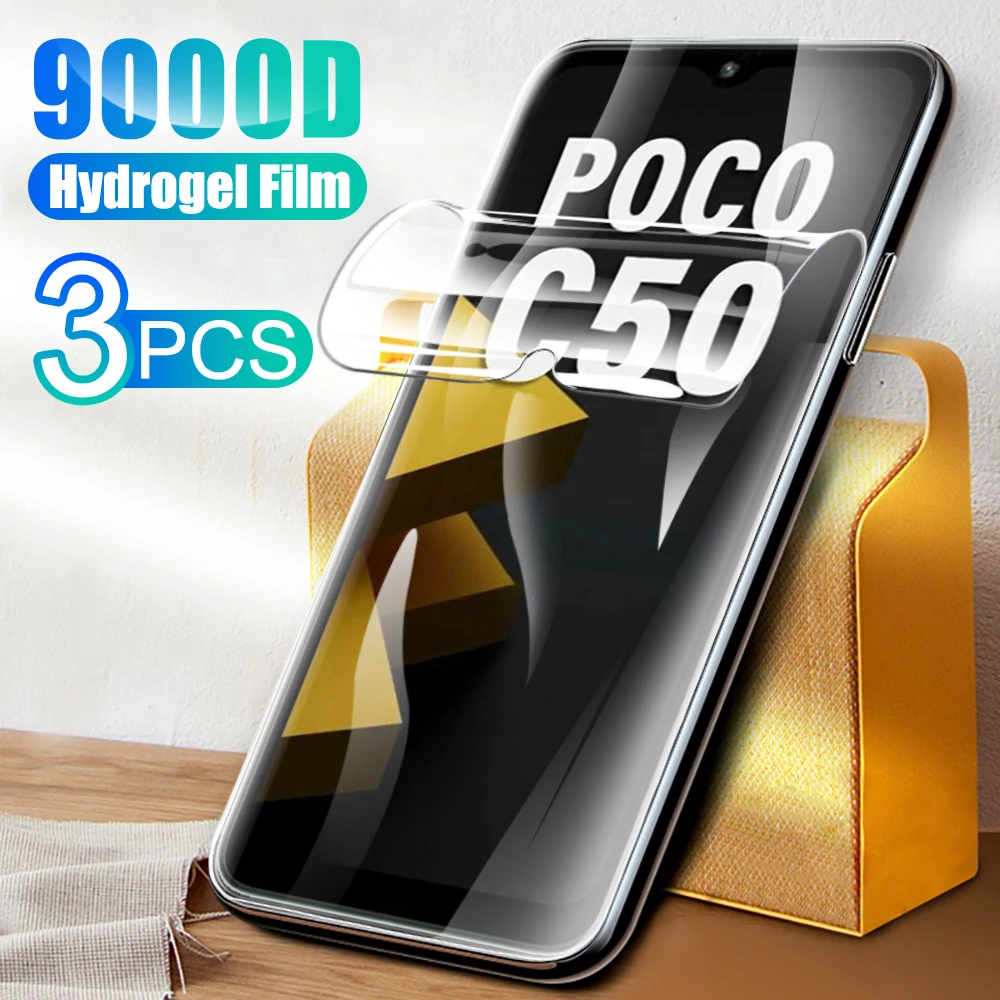 

Гидрогелевая пленка Little Poco C50, 3 шт., полное покрытие экрана HD, Защитные Мягкие Пленки Для Xiaomi Poco C50 poxo c 50 50c Pococ50 6,52 дюйма