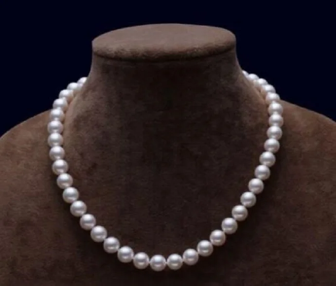 

10-11MM natural south sea genuine white round pearl necklace 18Inch
