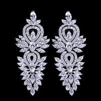 vintage wedding party jewelry accessories gorgeous cubic zirconia big long luxury bridal earring for women