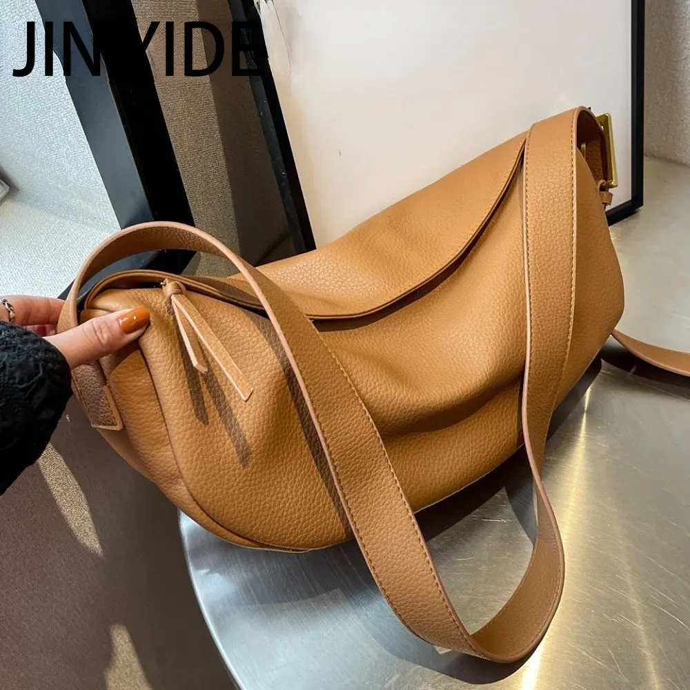 Купи JIN YIDE Crossbody Bags for Women 2023 Leather Designer Travel Large Capacity Shoulder Bag Handbags and Purses Hobos Brown Black за 1,141 рублей в магазине AliExpress