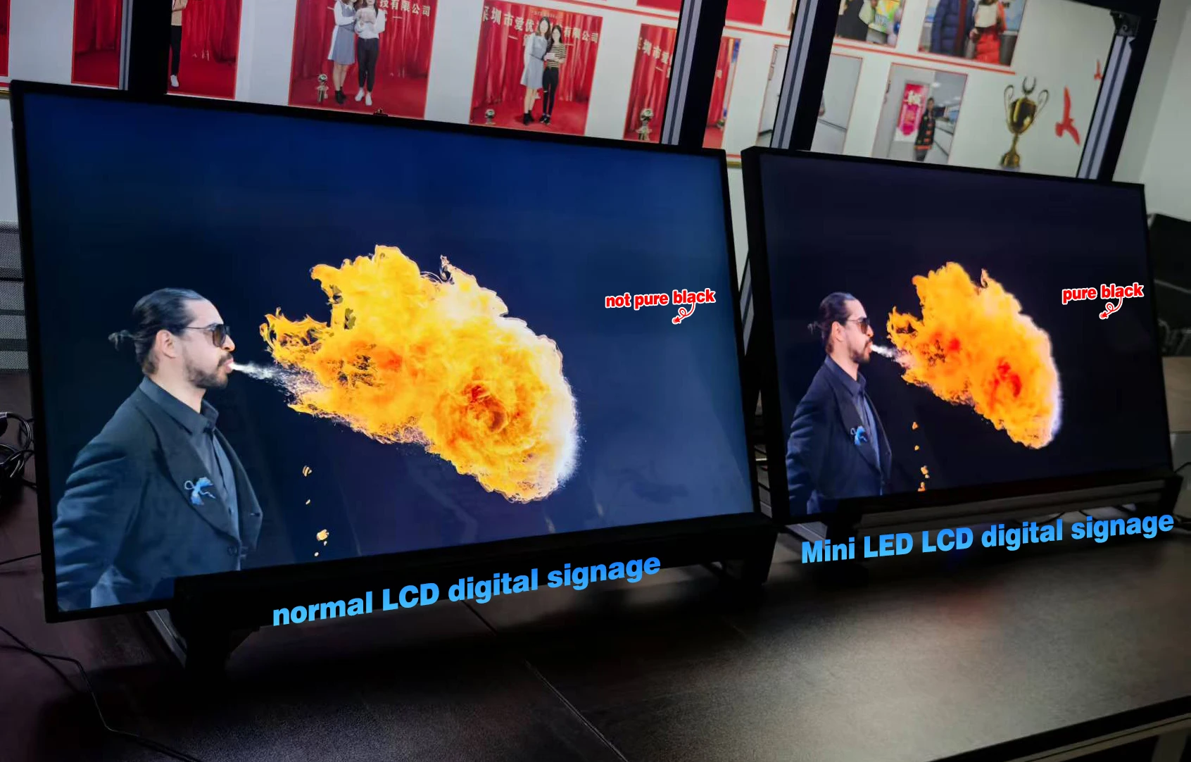 Фото 32'' 43'' Android 11 LCD цифровой дисплей с мини-LED подсветкой, настенный, с локальным затемнением, для меню в ресторанах и отелях. №2