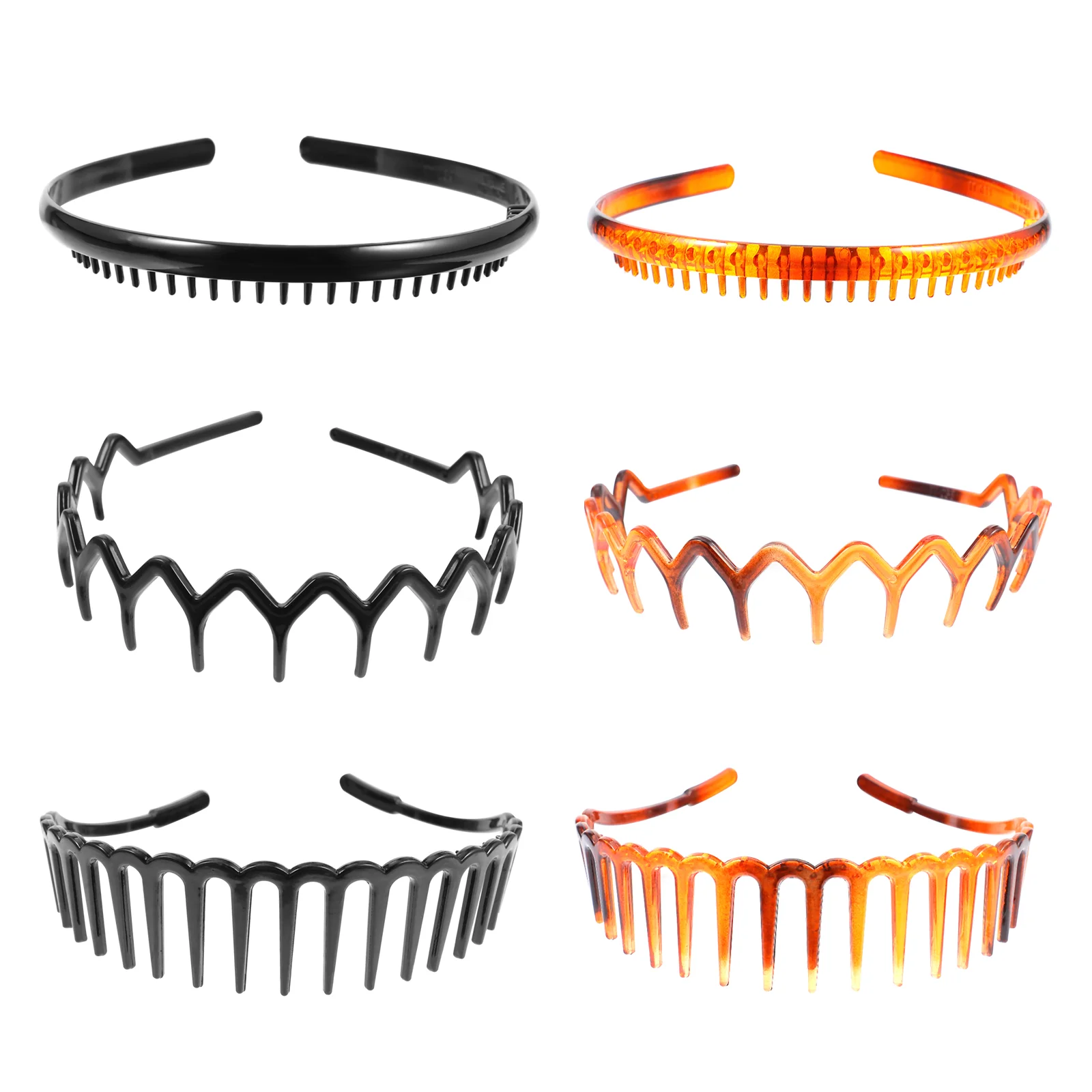 

6 Pcs Toothed Non-slip Headband Sport Headbands Men Women Plastic Hairband Wave Comb Wavy Resin Elastic Man