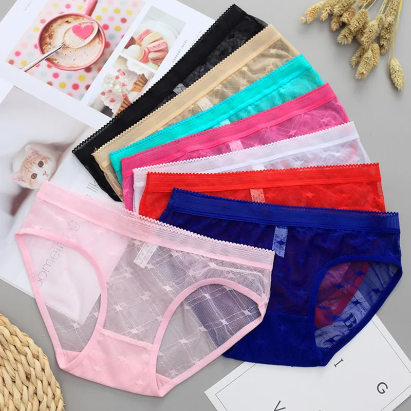 

Female Soft Comfortable Panties for Women Sexy Lingerie Lace Underwear Panties Mesh Lace-up Low-rise Panties Briefs