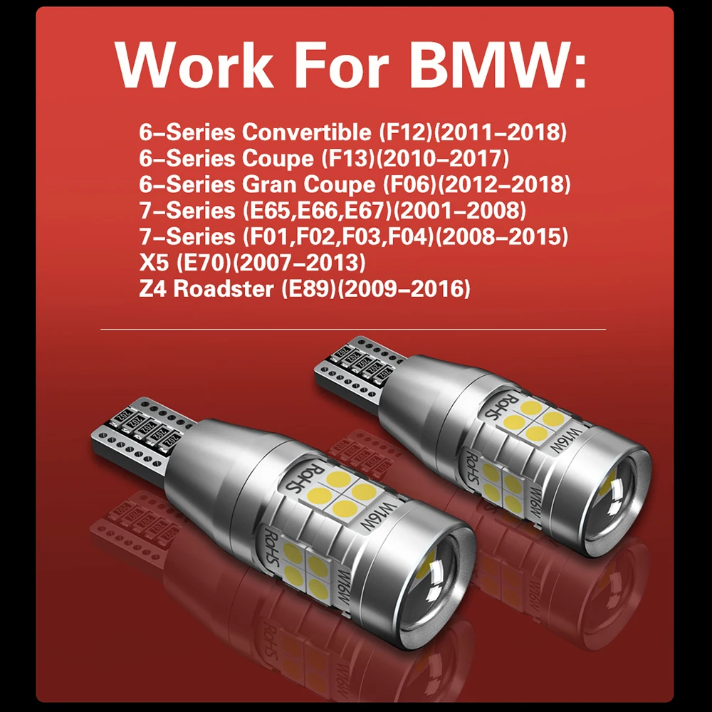 Светодиодная лампа задсветильник хода W16W T15 921 Canbus для BMW 6-Series F12 F13 F06 7-Series E65 E66 E67 F01