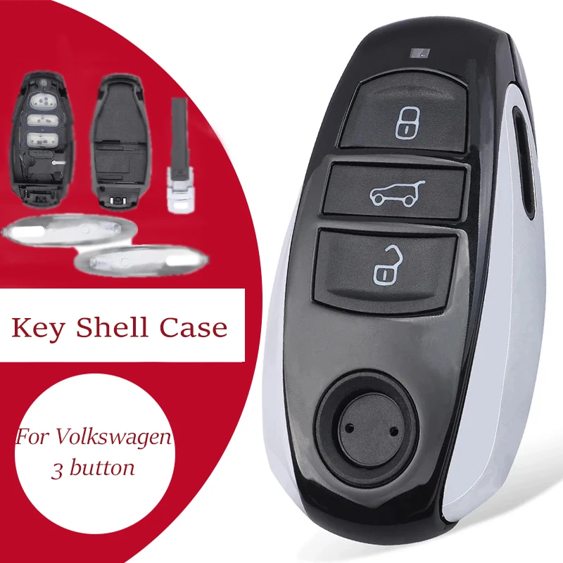KEYECU-carcasa para llave de coche, repuesto sin unidad Interior, mando a distancia, 3 botones, para Volkswagen Touareg 2011-2014 (solo carcasa)