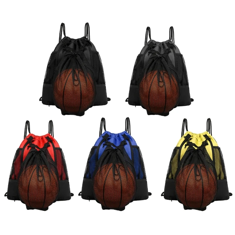 

Mesh Zipper Bag Foldable Backpack Boys Sports Soccer Drawstring Backpack Gym Bag