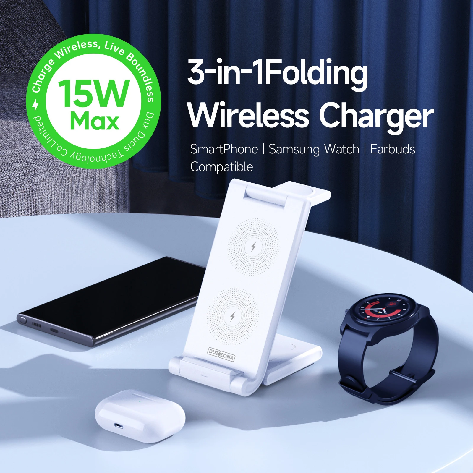 

3 in 1 Wireless Charger Stand For Samsung S23 S22 S21 S20 Ultra Note Galaxy Watch 5 4 Active Buds 15W Fast Charging Dock Station
