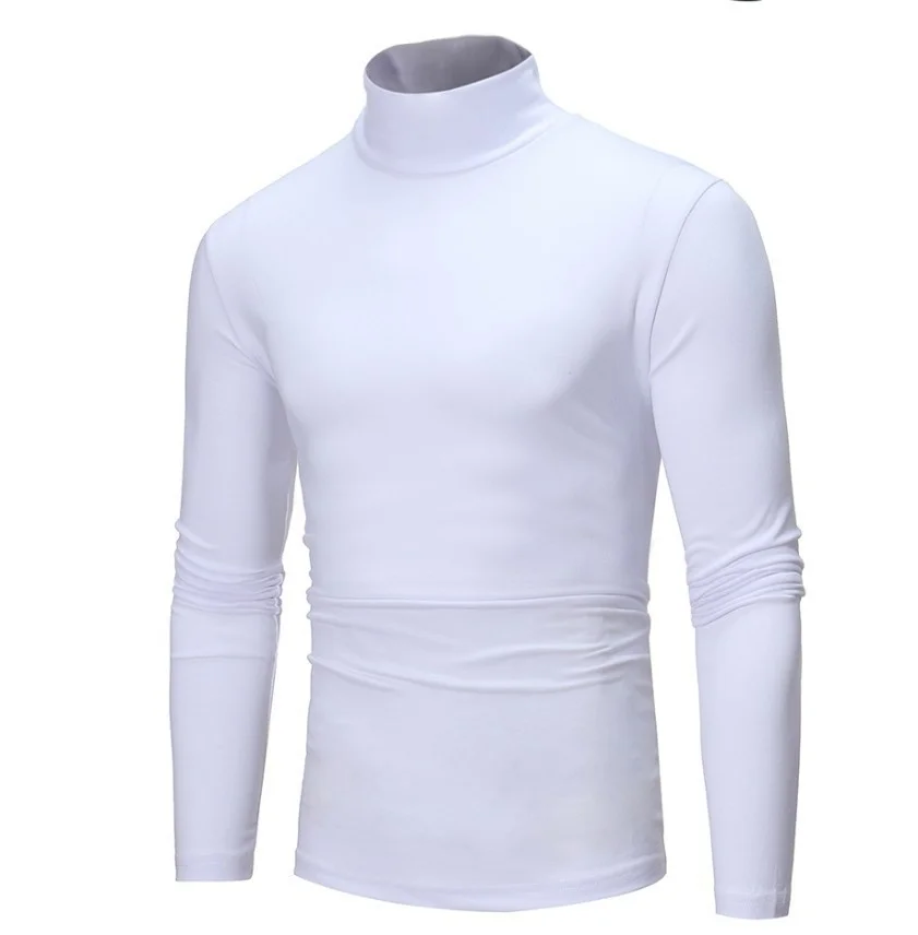 

new sprin Autumn Winter Men's Termal Lon Sleeve Roll Turtleneck T-Sirt Solid Color Tops Male Slim Basic Stretc Tee Top