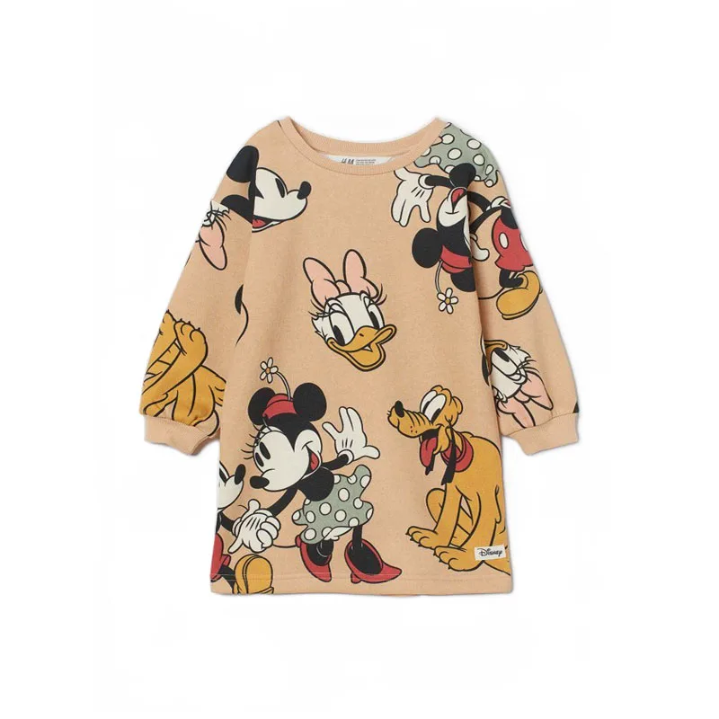 Платье детское хлопковое с длинным рукавом на возраст 2-6 лет