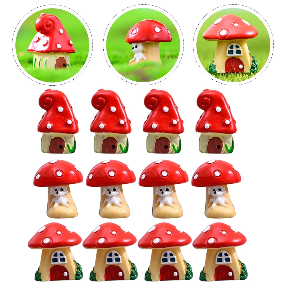

Mushroom Mini Mushrooms Figurines Decor Garden Miniature House Bonsai Ornaments Fake Ornament Cake Resin Micro Statue