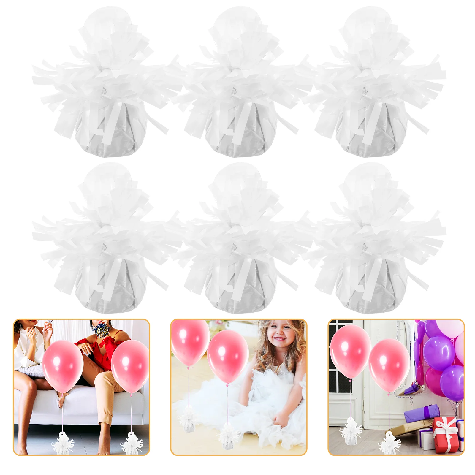 

6 Pcs Balloon Weight Reusable Helium Pendants White Balloons Wedding Birthday Weights Gravity Ballons