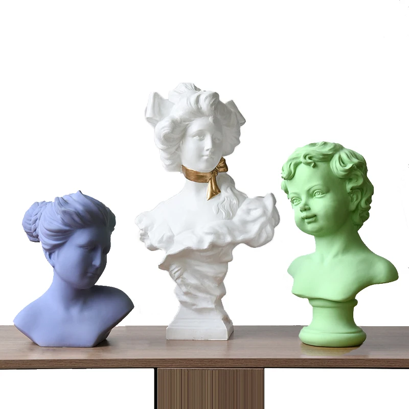

Half-length Portrait Sculpture Resin Crafts Home Living Room Porch Decoration Statue Art Crafts Housewarming Gifts Ornament