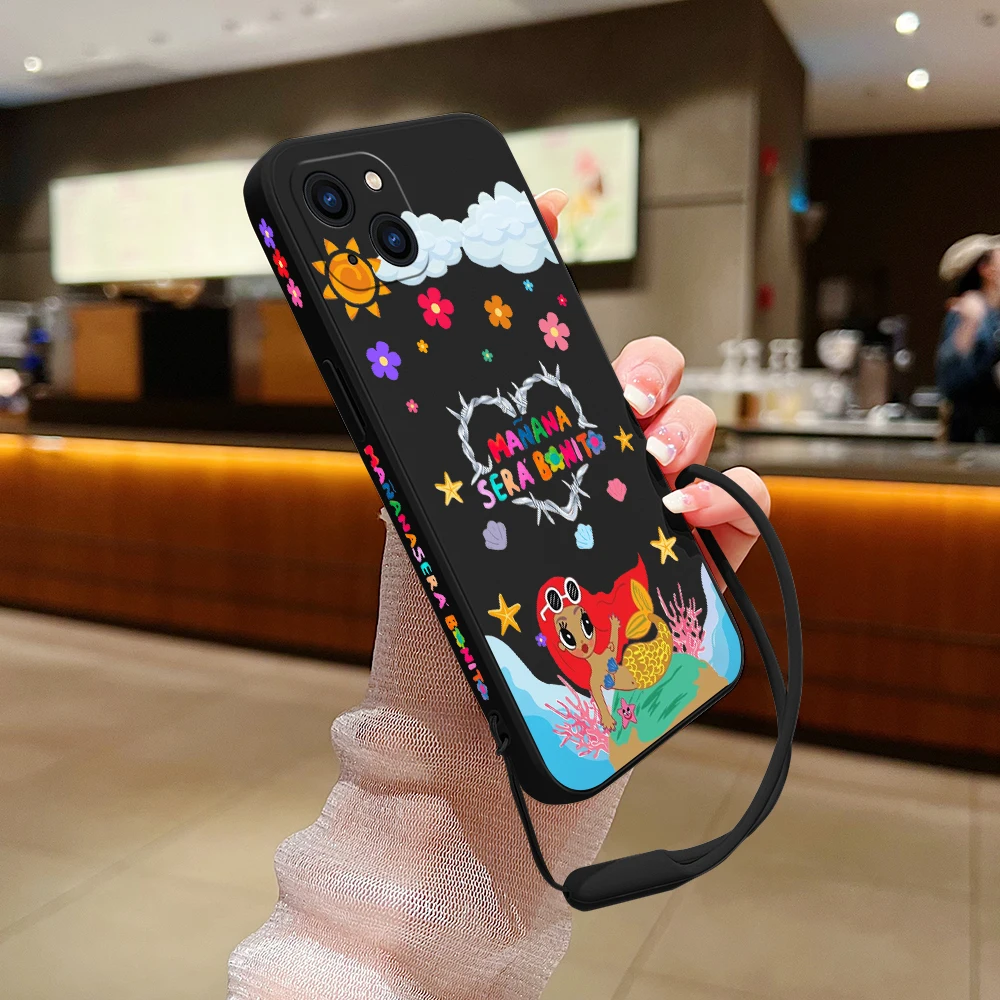 Karol G Manana Sera Bonito Phone Case For iPhone 14 13 12 11 Pro Max Mini X XR XS MAX SE20 8 7 6S Plus Silicone with Hand Strap