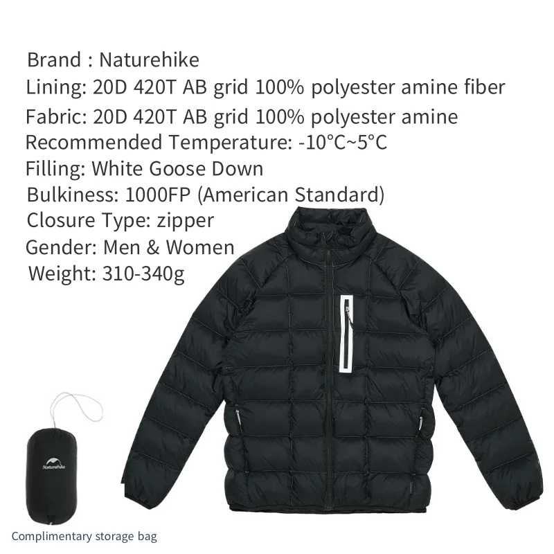 Naturehike New Winter Stand Up Collar Down Jacket 90% Goose Down Outdoor Portable Camping Keep Warm Breathable Goose Down Jacket images - 6