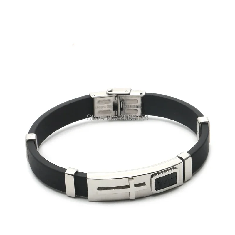 Мужской Браслет-крест Из Нержавеющей Стали С Подвеской Силиконовой Резины В