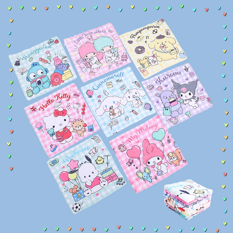 

Sanrioed Square Towel Kawaii Anime My Melody Hello Kitty Kerchief Kuromi Cinnamoroll Kitchen Wipe No Shedding Water Uptake Cute