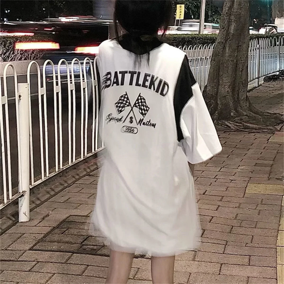 

Белая рубашка-поло в стиле хип-хоп большого размера, летние милые готические топы для девочек, милые японские Топы в стиле Харадзюку, Студен...