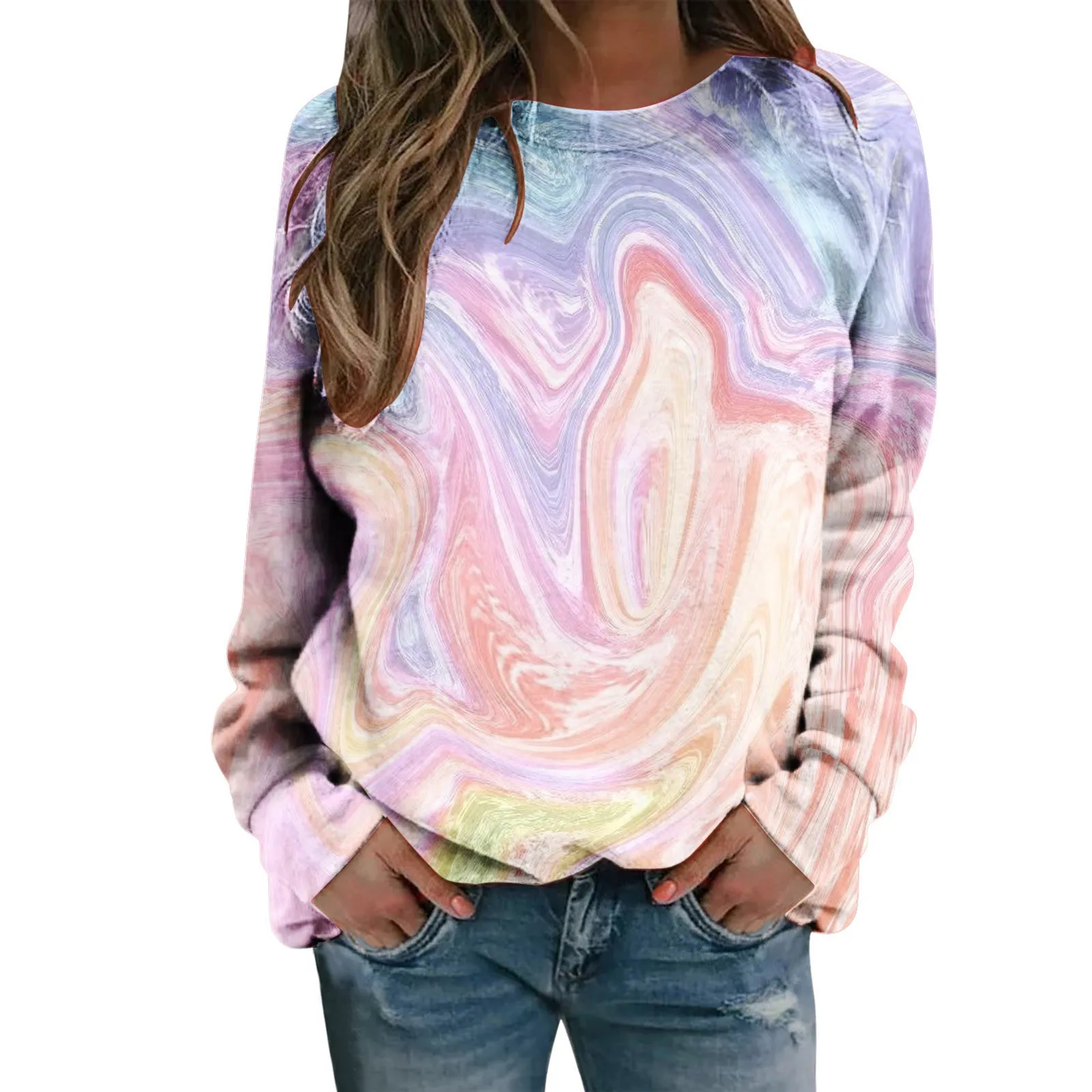 

Женский свитшот с длинным рукавом, с цветочным принтом